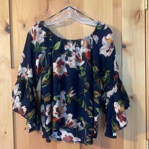 Papillon Navy Off (or on) Shoulder Top
